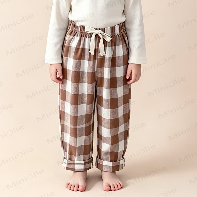 幼児用コットンチェック柄パンツ - カーキ - 8-9T - image 5