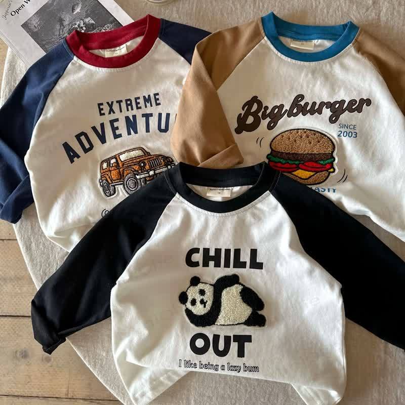 幼児・キッズ用コットン製漫画刺繍入り長袖トップス - image 1