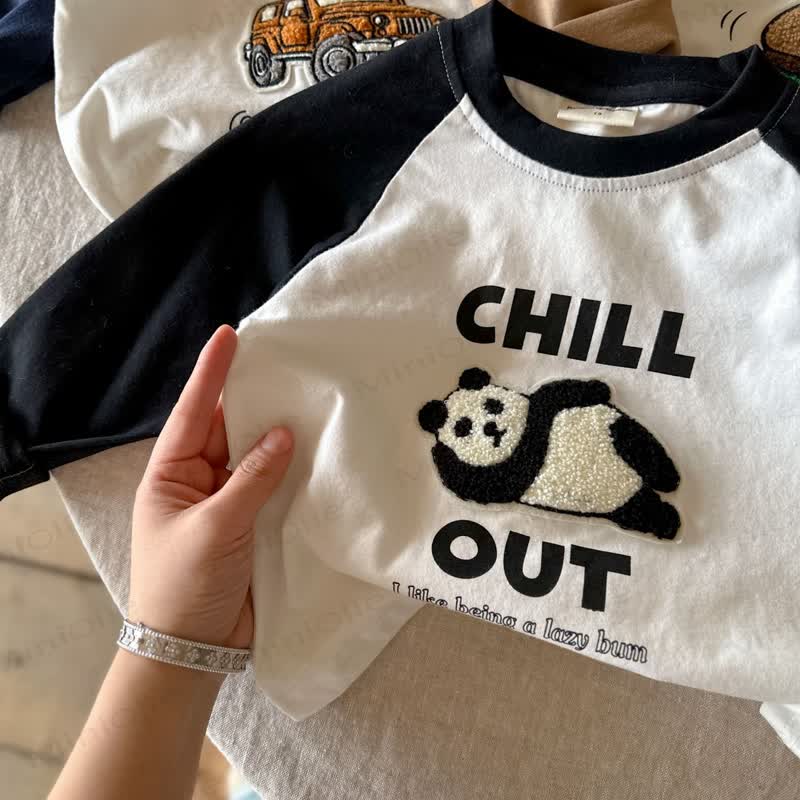 幼児・キッズ用コットン製漫画刺繍入り長袖トップス - 黒 - 8-9T - image 2