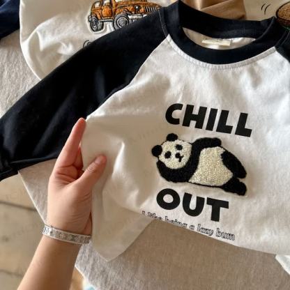 幼児・キッズ用コットン製漫画刺繍入り長袖トップス - 黒 - 8-9T - image 2