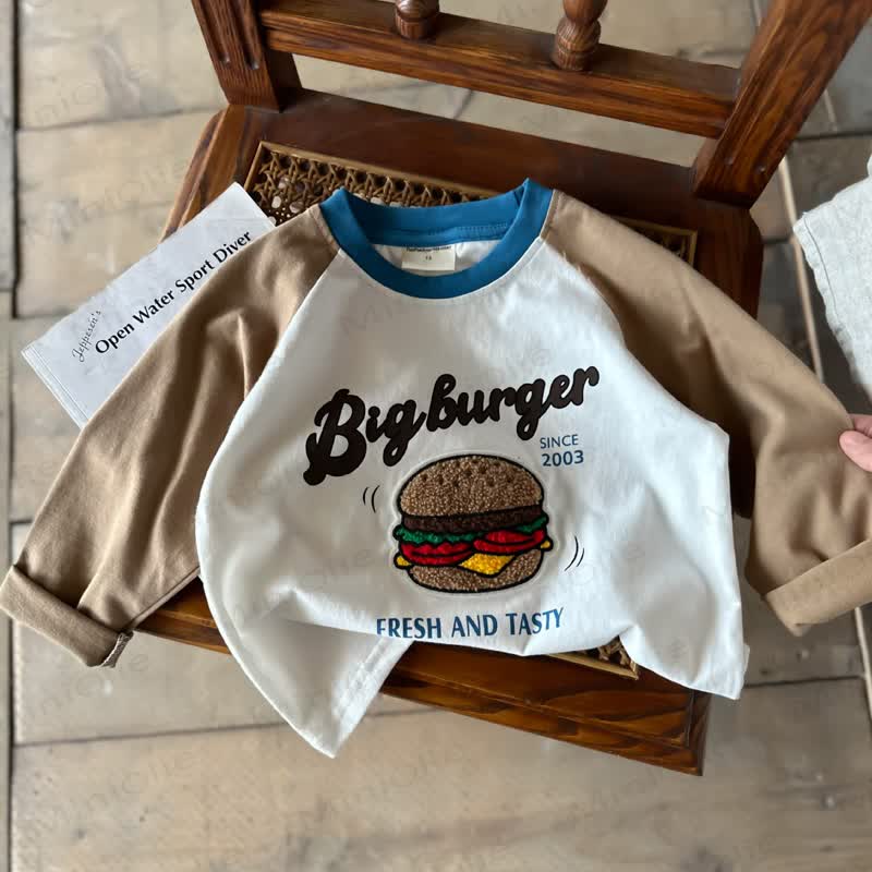 幼児・キッズ用コットン製漫画刺繍入り長袖トップス - カーキ - 8-9T - image 3