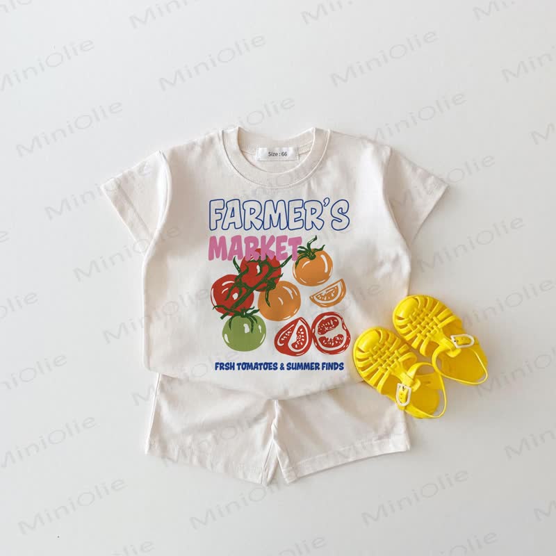 FARMER'S MARKETベビートマト 2ピース ホワイトセット - 白 - 18～24ヶ月 - image 1