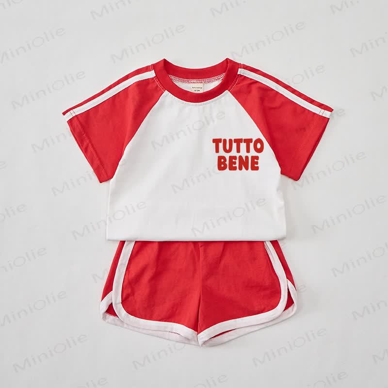 TUTTO BENEベビーTシャツ＆ショートパンツセット - 赤 - 2～3歳 - image 1
