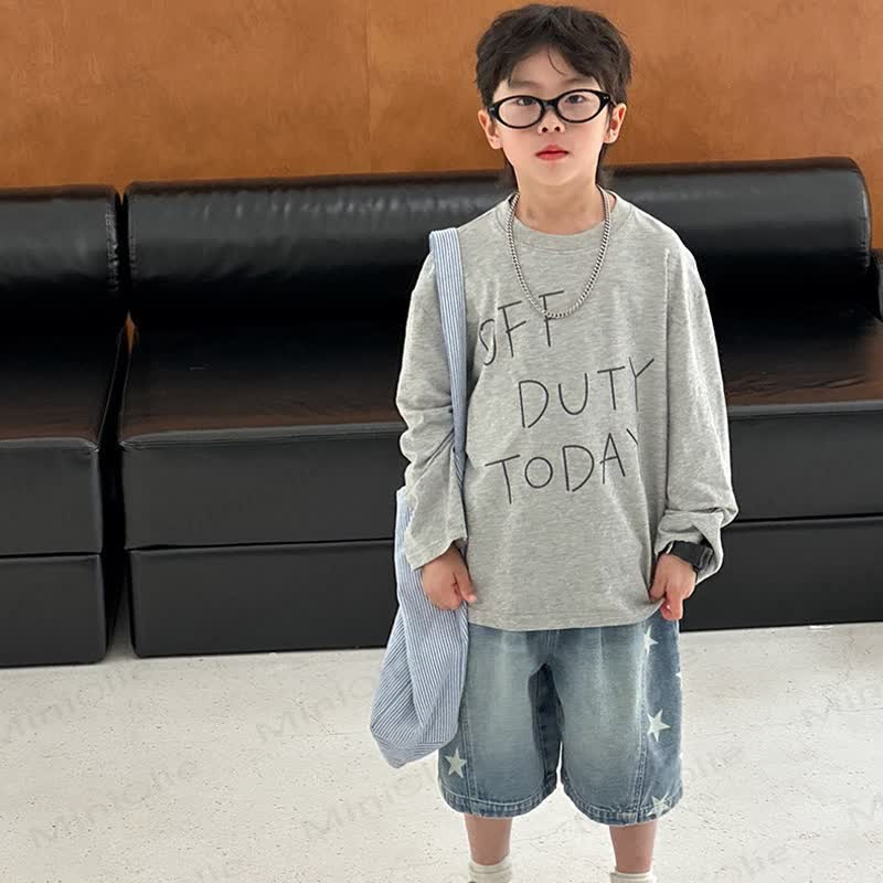 幼児男の子用 星柄パッチ付き ウォッシュドデニム無地ブルーショートパンツ - image 4