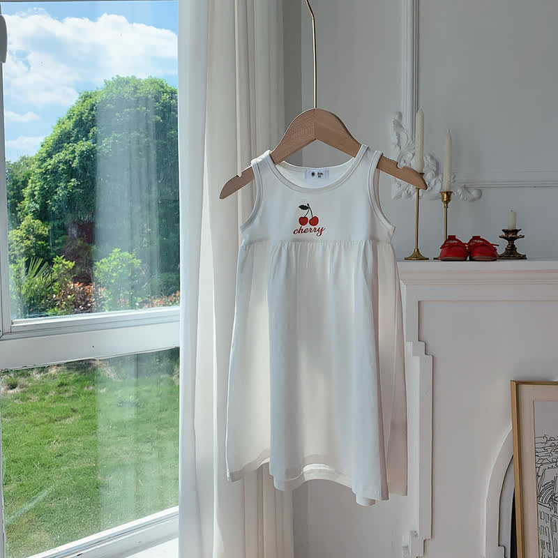 幼児用女の子向けフルーツ刺繍入りノースリーブDress - 白 - 8-9T - image 2