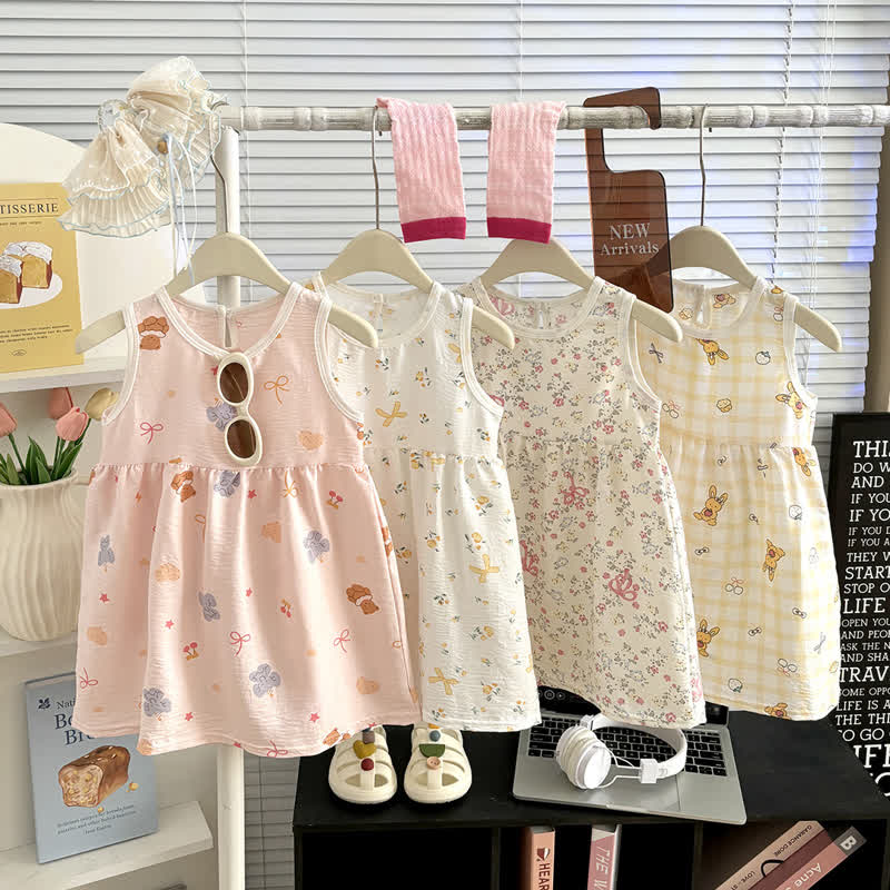幼児用女の子リボン柄ノースリーブDress - image 1