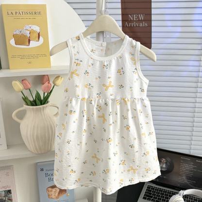 幼児用女の子リボン柄ノースリーブDress - 白 - 10-11歳 - image 2