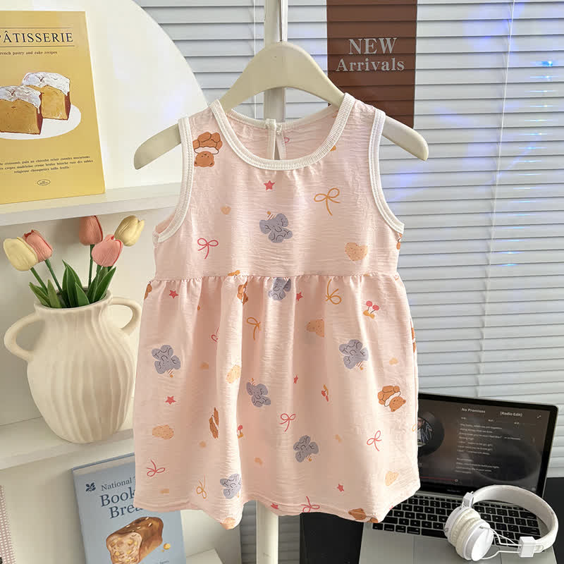 幼児用女の子リボン柄ノースリーブDress - ピンク - 10-11歳 - image 3
