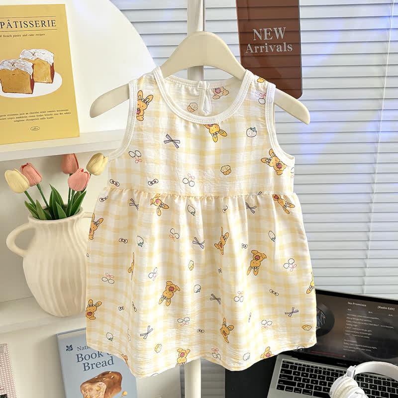 幼児用女の子リボン柄ノースリーブDress - 黄色 - 10-11歳 - image 4