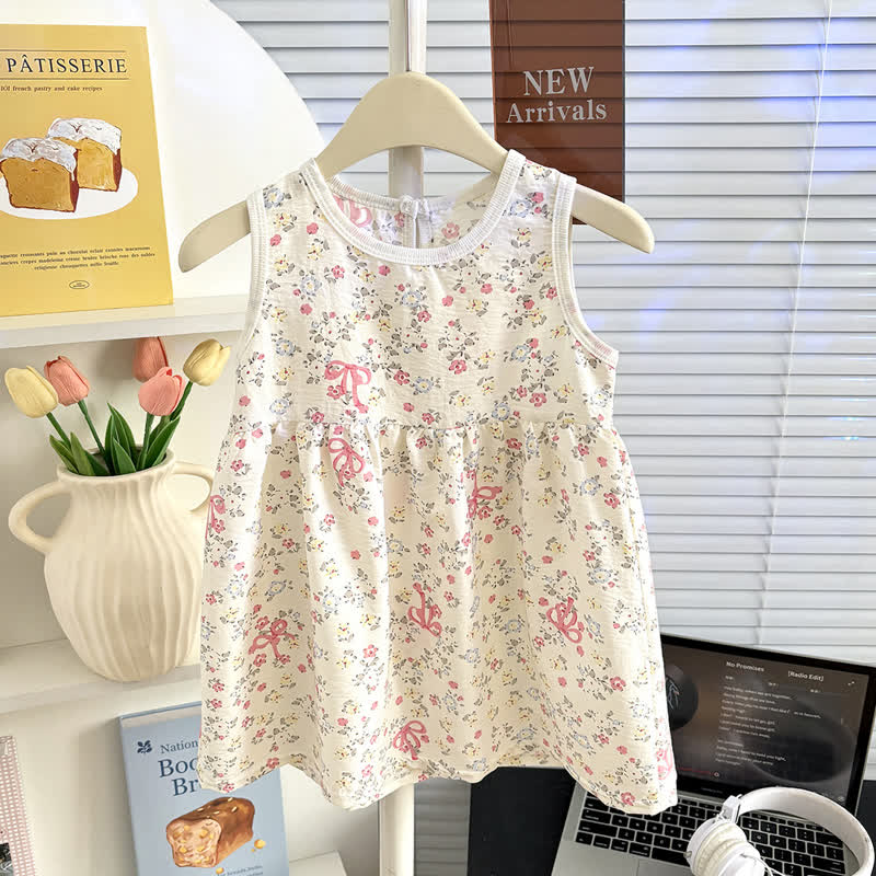幼児用女の子リボン柄ノースリーブDress - ベージュ - 10-11歳 - image 5