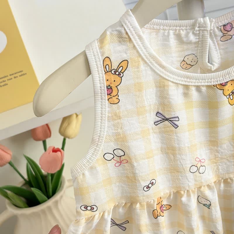 幼児用女の子リボン柄ノースリーブDress - image 7