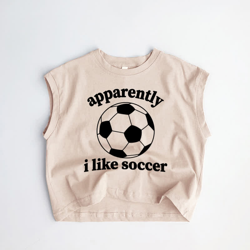 APPARENTLY I LIKE SOCCER・幼児用カーキタンクトップ - カーキ - 3～5歳 - image 1