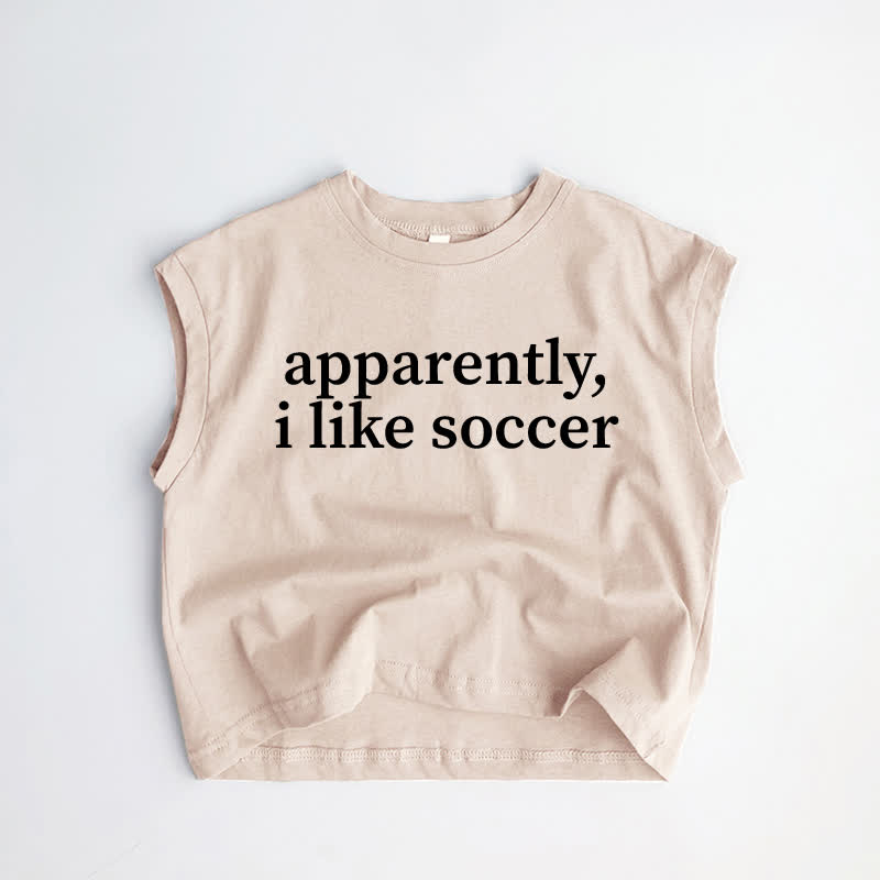 APPARENTLY, I LIKE SOCCER幼児用カーキタンクトップ - カーキ - 3～5歳 - image 1