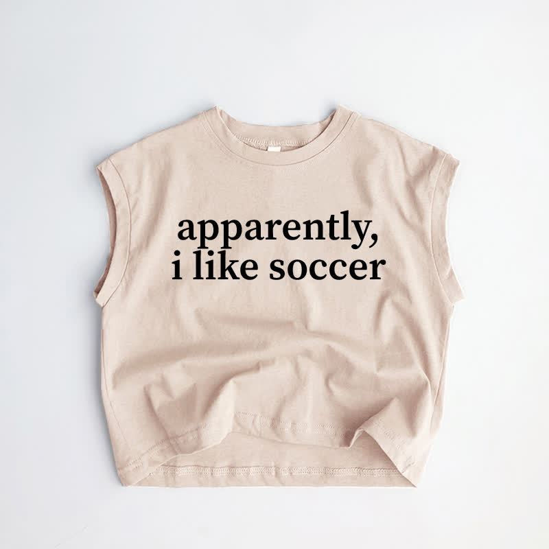 APPARENTLY, I LIKE SOCCER幼児用カーキタンクトップ - カーキ - 3～5歳 - image 1