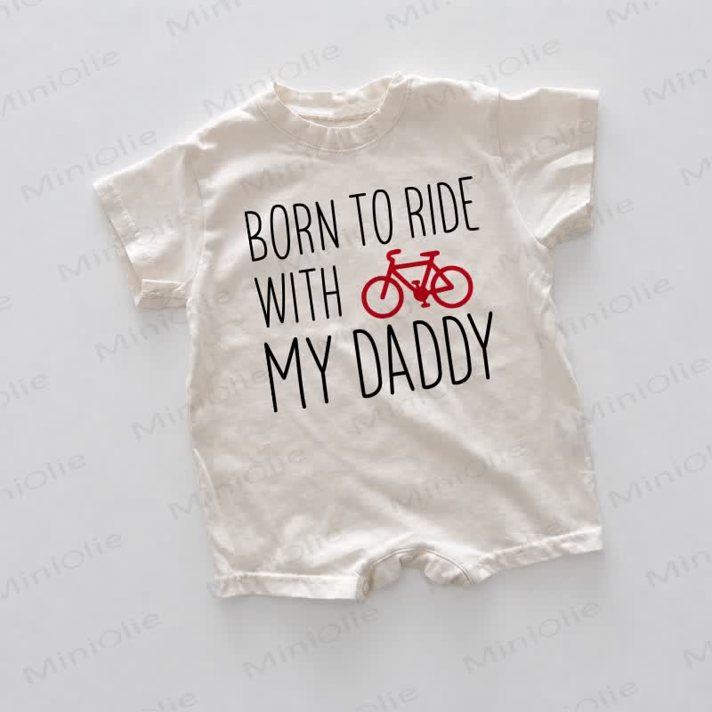 BORN TO RIDE WITH MY DADDYホワイトプリントロンパース - 白 - 18～24ヶ月 - image 1