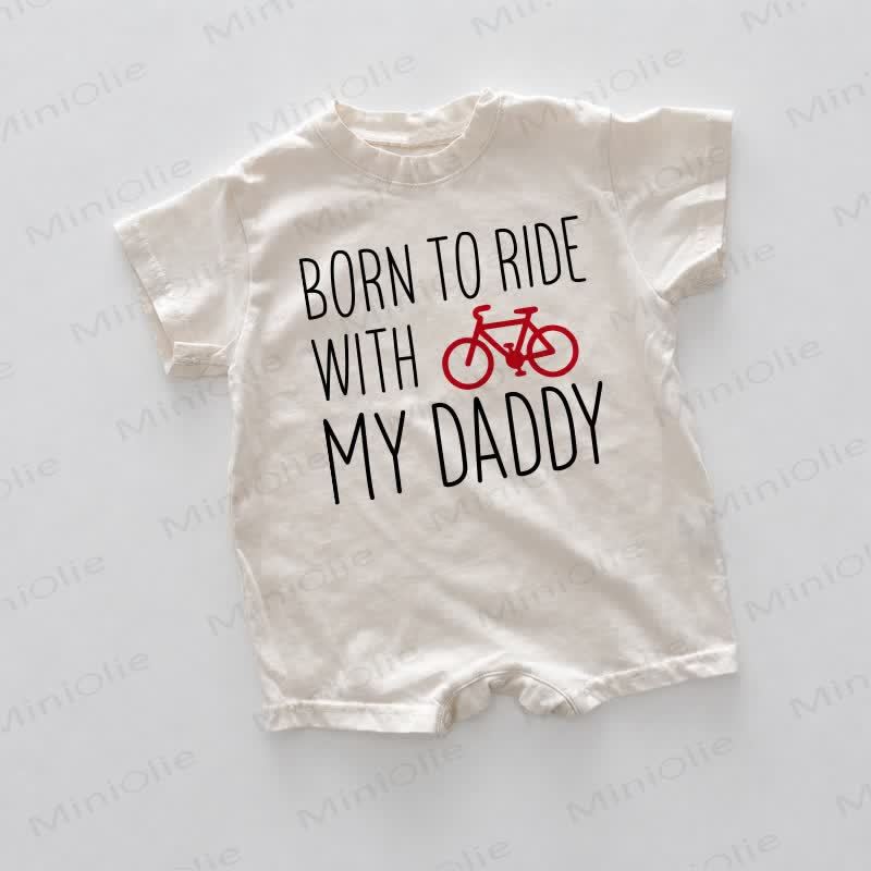 BORN TO RIDE WITH MY DADDYホワイトプリントロンパース - 白 - 18～24ヶ月 - image 1