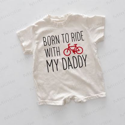 BORN TO RIDE WITH MY DADDYホワイトプリントロンパース - 白 - 18～24ヶ月 - image 1
