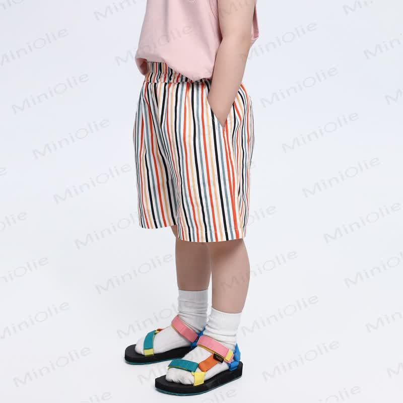 幼児男の子用マルチカラーストライプショートパンツ - image 3