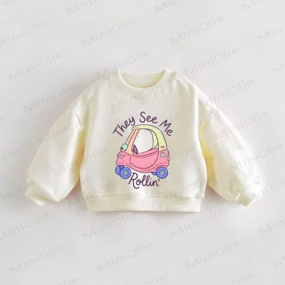 THEY SEE ME ROLLIN'ベビー幼児用車柄スウェットシャツ - クリーム - 3～5歳 - image 1