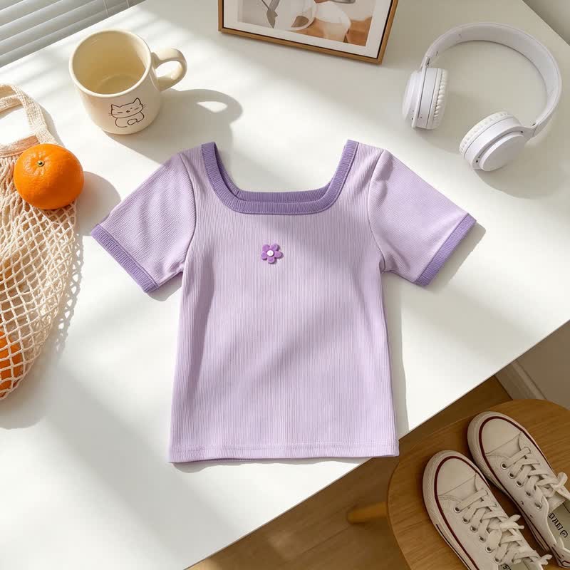 幼児・女の子用 花柄/フルーツ柄パッチTシャツ - 紫 - 6～7歳 - image 6