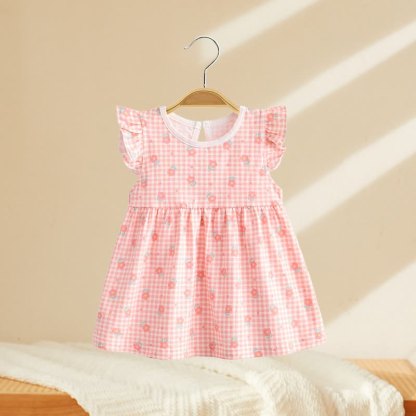 幼児用ベビーガールズプリントフリル袖サマーDress - ピンクのチェック柄 - 4～5歳 - image 2
