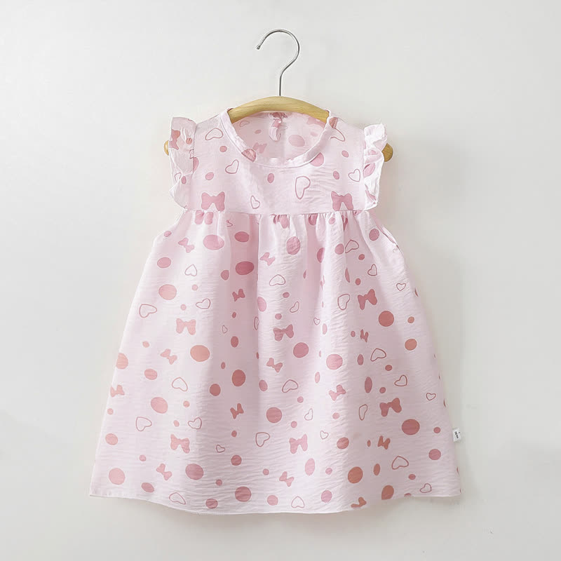 幼児用女の子向け花柄フリル袖サマーDress - ピンクのハート - 8-9T - image 5