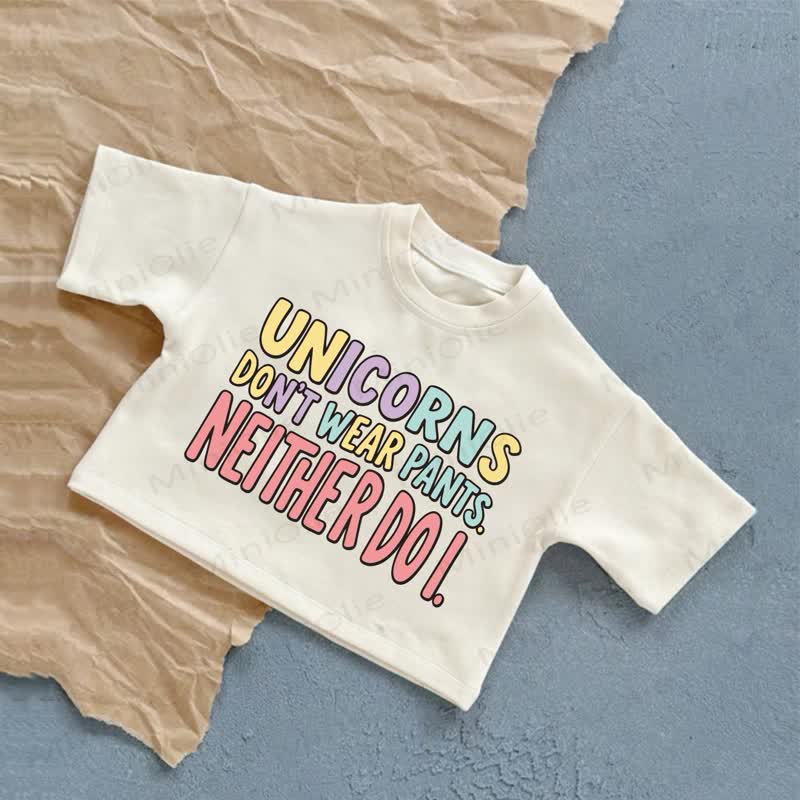 UNICORNS DON'T WEAR PANTS NEITHER DOI.ベビーガールズ スローガン入りホワイトカジュアルTシャツ - 白 - 2～3歳 - image 1