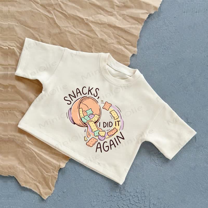 SNACKS, I DID IT AGAIN！ベビークッキー ホワイトカジュアルTシャツ - 白 - 2～3歳 - image 1
