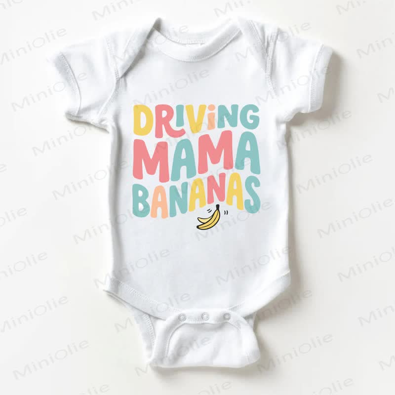 DRIVING MAMA BANANASベビー用スローガン入りホワイトボディスーツ - 白 - 18～24ヶ月 - image 1