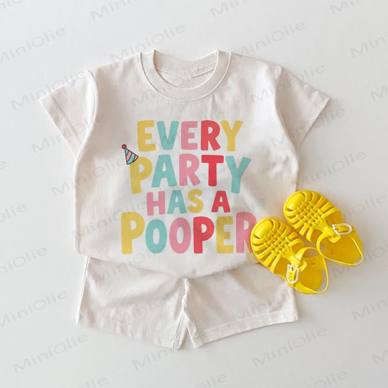 EVERY PARTY HAS A POOPERベビー用2点セット（ホワイト） - 白 - 18～24ヶ月 - image 1