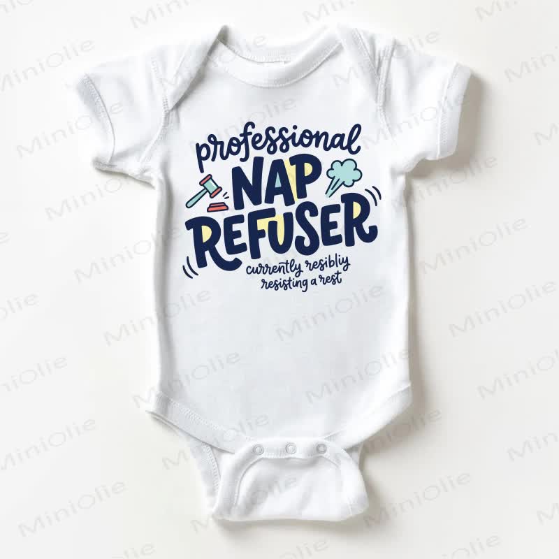 PROFESSIONAL NAP REFUSERベビー用スローガン入りホワイトボディスーツ - 白 - 18～24ヶ月 - image 1