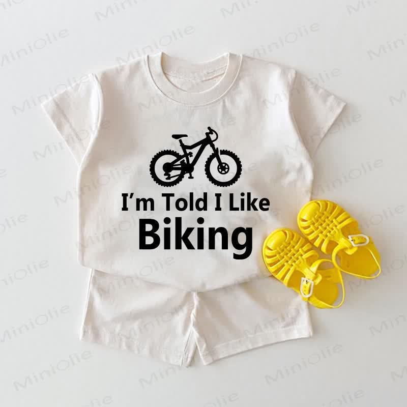 「I'M TOLD I LIKE BIKINGの」ベビー用自転車柄ホワイト2点セット - 白 - 18～24ヶ月 - image 1