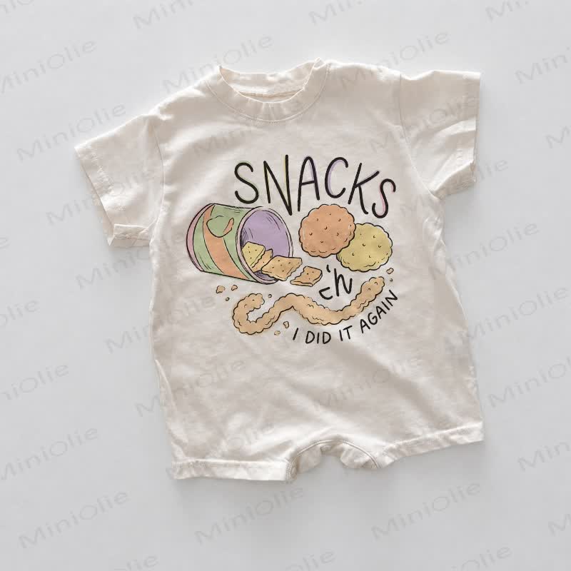 SNACKSベビー用ホワイトプリントロンパース - 白 - 18～24ヶ月 - image 1