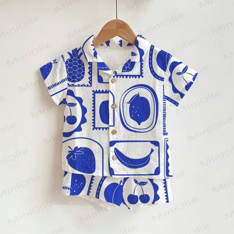 ベビー・幼児用フルーツ柄シャツ＆ショートパンツ 2点セット - 白 - 3～5歳 - image 1