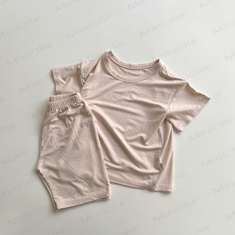 幼児用ソフトコットン製トップスとショートパンツのセット - ピンク - 4～5歳 - image 2