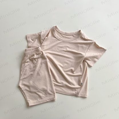 幼児用ソフトコットン製トップスとショートパンツのセット - ピンク - 4～5歳 - image 2