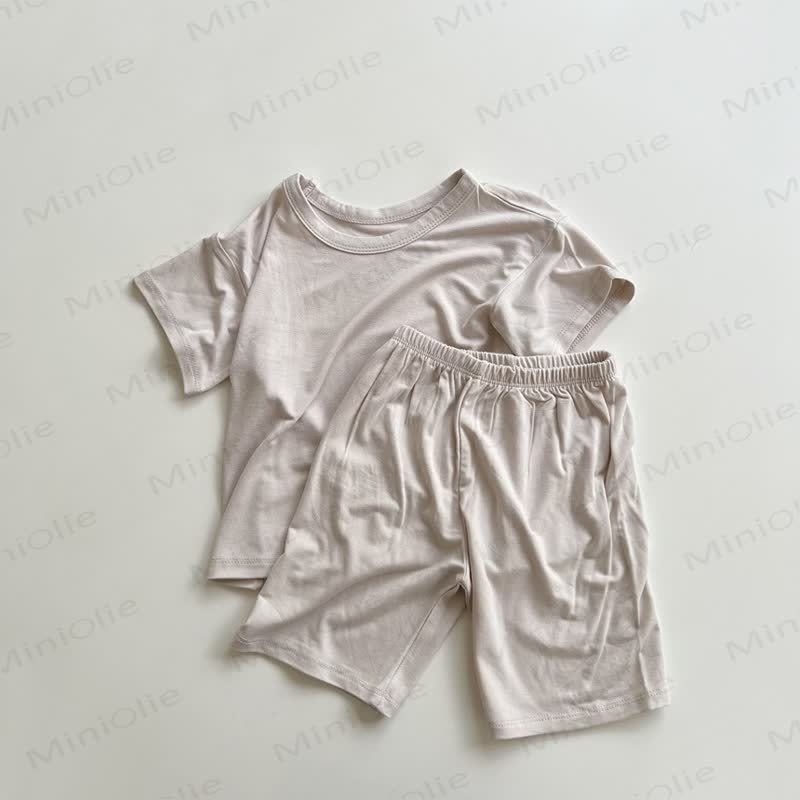 幼児用ソフトコットン製トップスとショートパンツのセット - 茶色 - 4～5歳 - image 5