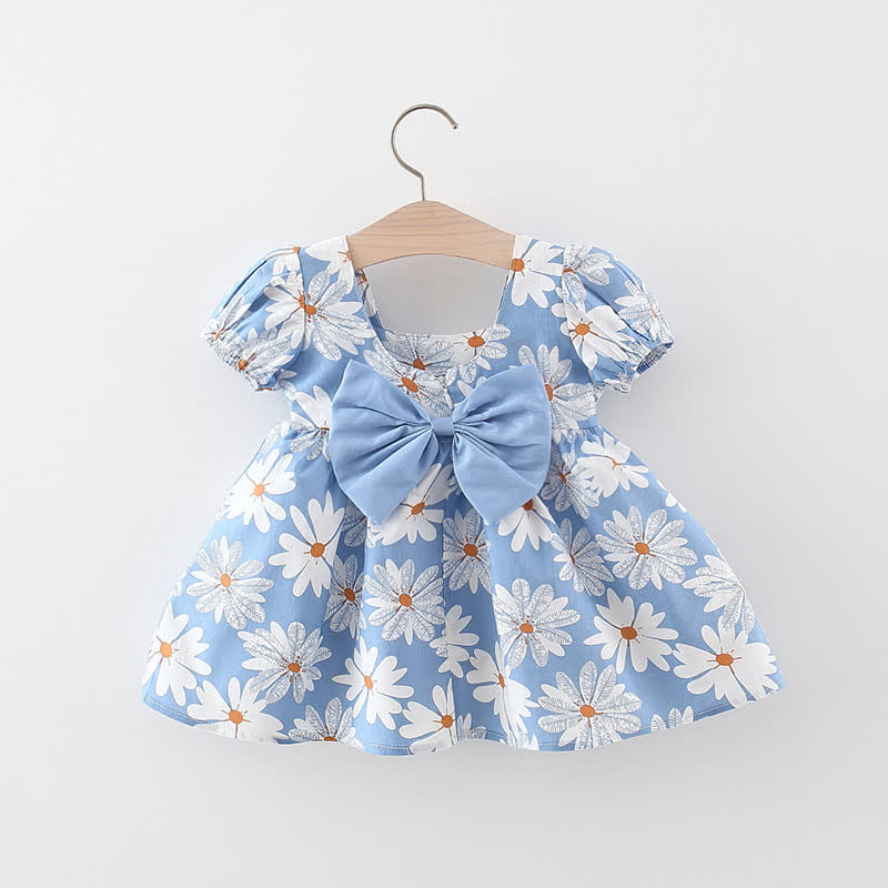 幼児用女の子デイジー柄リボン付きパフスリーブDress - 青 - 3～4歳 - image 1