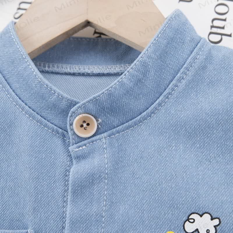 ベビーライトウォッシュ キリン柄シャツ＆ショートパンツ 2点セット - image 4