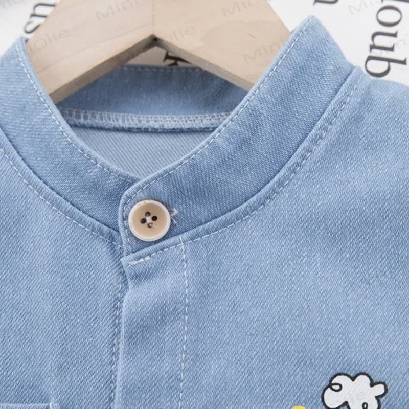 ベビーライトウォッシュ キリン柄シャツ＆ショートパンツ 2点セット - image 4