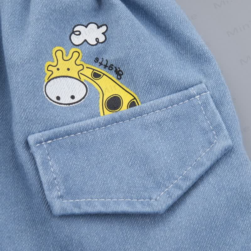 ベビーライトウォッシュ キリン柄シャツ＆ショートパンツ 2点セット - image 6