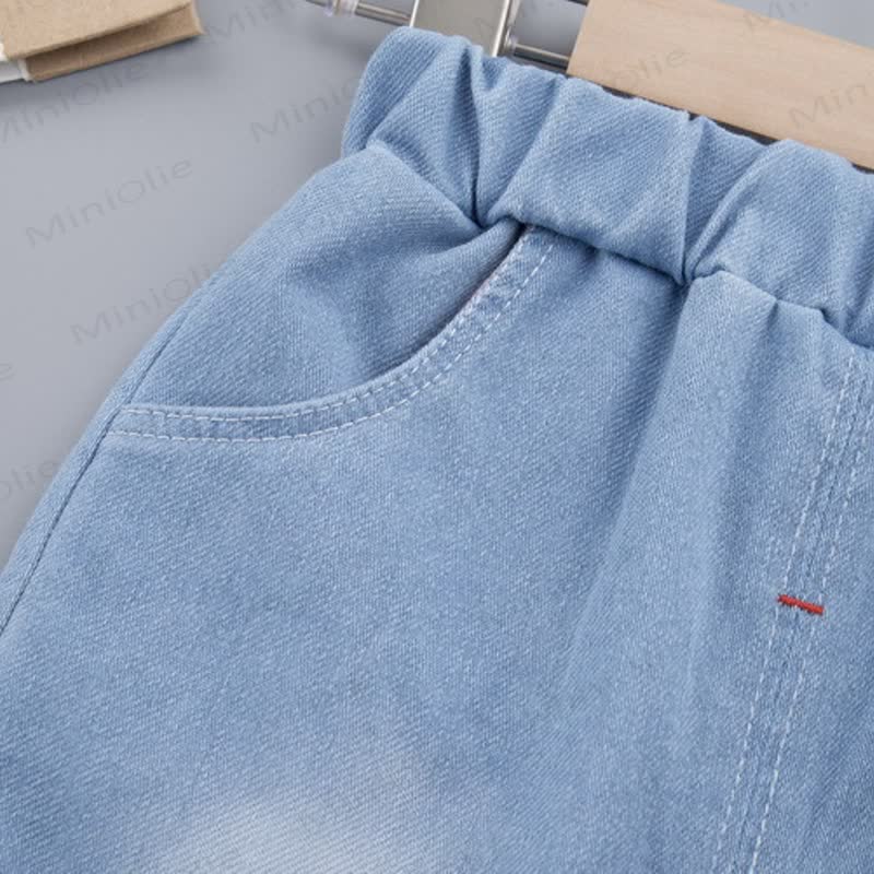 ベビーライトウォッシュ キリン柄シャツ＆ショートパンツ 2点セット - image 8