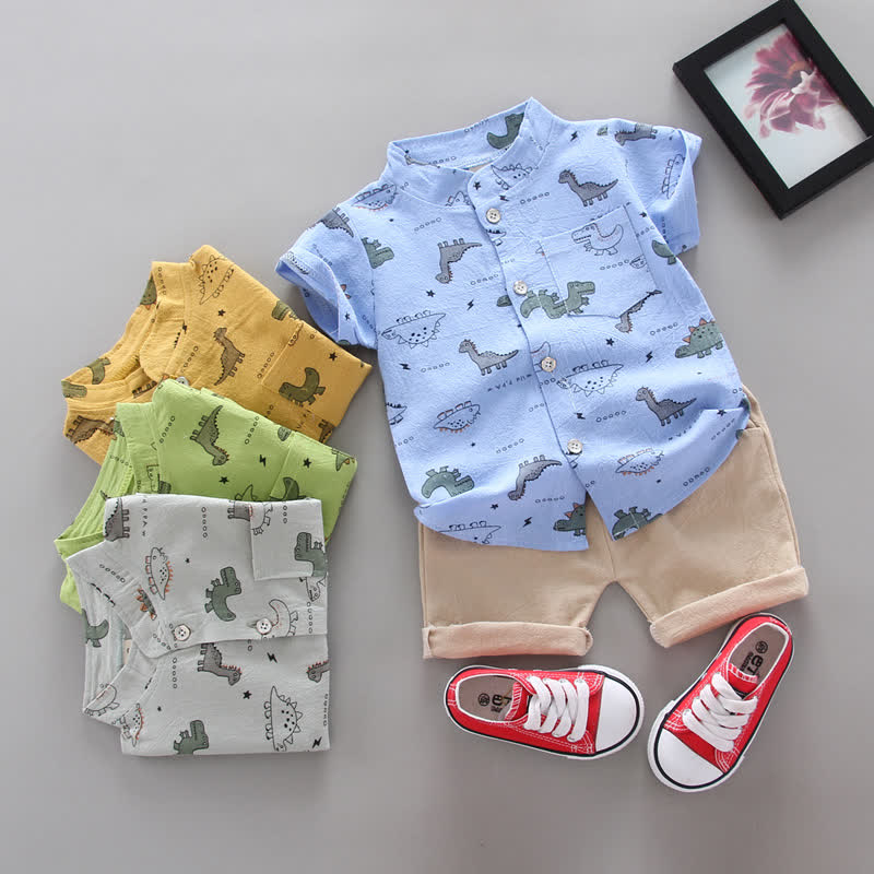赤ちゃん用恐竜柄Tシャツ＆ショートパンツ2点セット - image 1