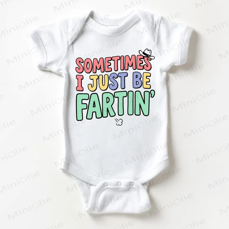 「SOMETIMES I JUST BE FARTIN'」ベビー用スローガン入りホワイトボディスーツ - 白 - 18～24ヶ月 - image 1