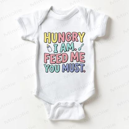 HUNGRY I AM. FEED ME YOU MUST.ベビー用スローガン入りホワイトボディスーツ - 白 - 18～24ヶ月 - image 1