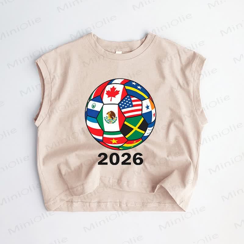 2026ベビー幼児用フットボール柄カーキタンクトップ - カーキ - 3～5歳 - image 1