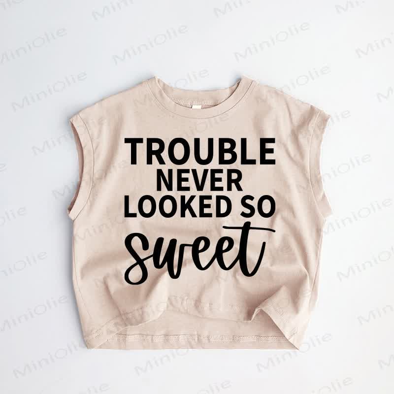 TROUBLE NEVER LOOKED SO SWEETベビー・幼児用カーキタンクトップ - カーキ - 3～5歳 - image 1