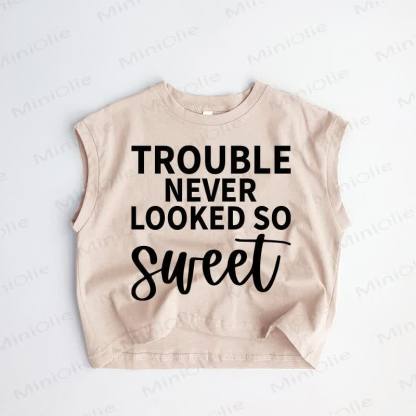 TROUBLE NEVER LOOKED SO SWEETベビー・幼児用カーキタンクトップ - カーキ - 3～5歳 - image 1