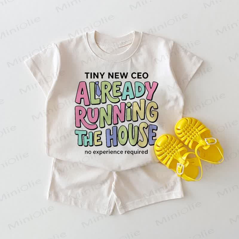 TINY NEW CEO ALREADY RUNNING THE HOUSE NO EXPERIENCE REQUIRED！ベビーホワイト2点セット - 白 - 18～24ヶ月 - image 1