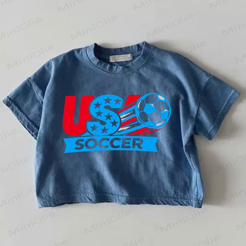 USSOCCERベビーブルー フットボールプリントTシャツ - 青 - 18～24ヶ月 - image 1